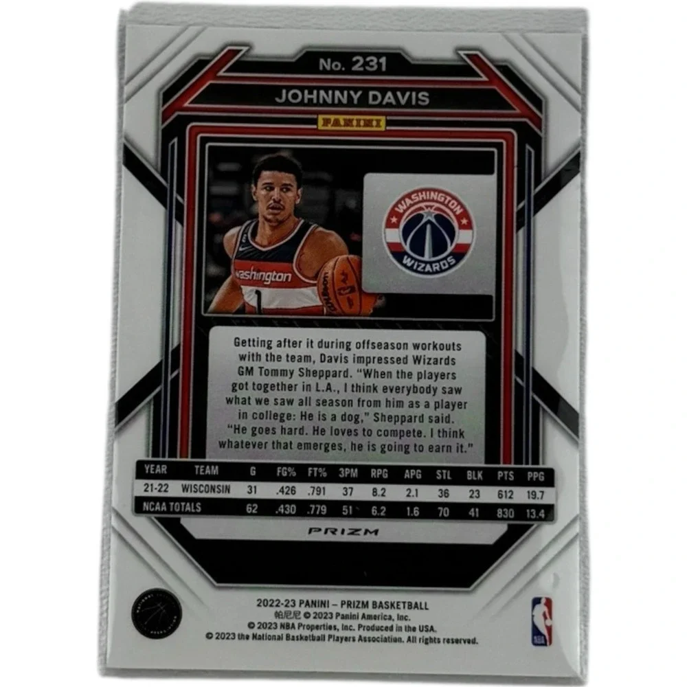 2022-23 Panini Prizm Tmall Asia‎ Blue Wave Prizm Johnny Davis RC #231 Rookie